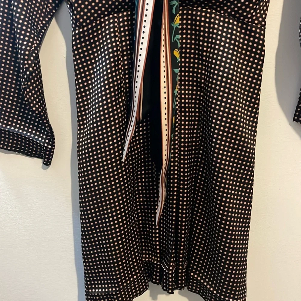 Zara Black and White Polka Dot Midi Dress with Bow Scarf - Picture 5 of 8